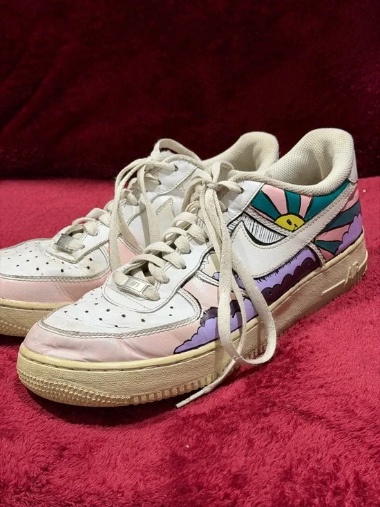 Women’s Nike Air Force 1 Custom Design Happy Sunshine White Multicolored Size 9 - Picture 1 of 8